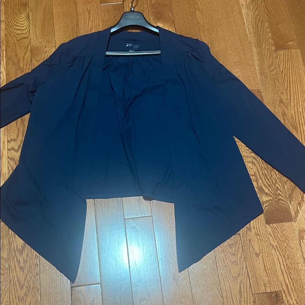 Macy's Navy Open-Front Draped Tunic Jacket